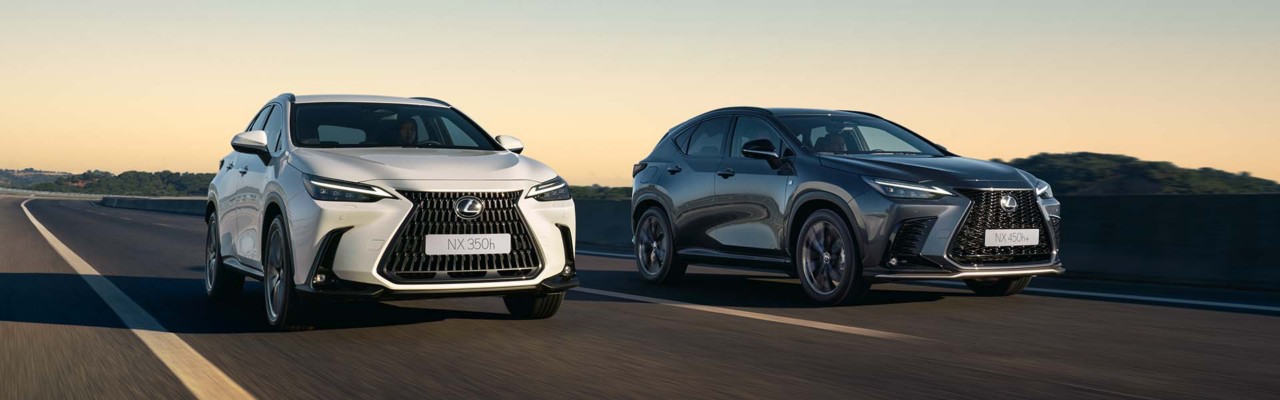 Lexus NX 350h and NX 450h+ driving on a road