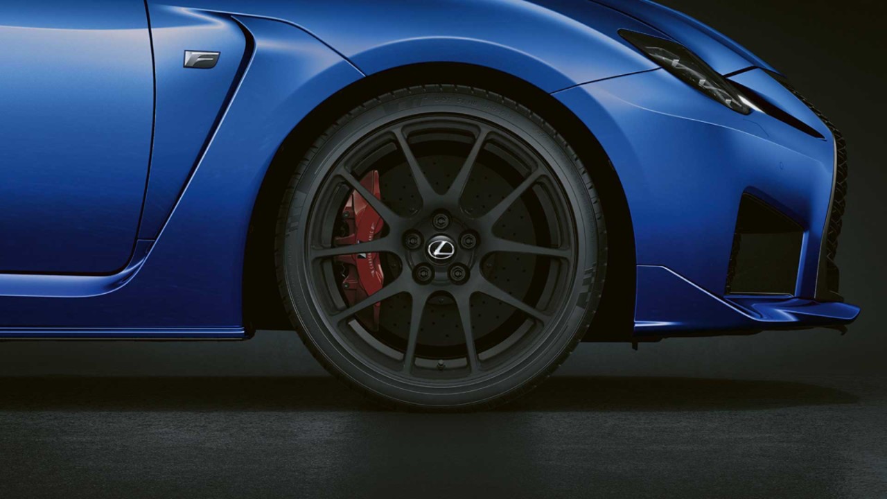 The Lexus RC F Track Edition driving around a corner