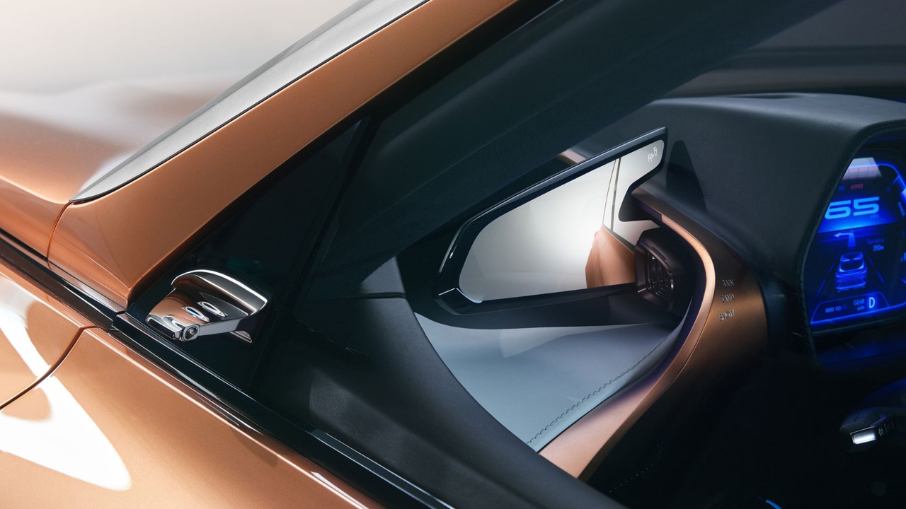 Close up of Lexus LF-1 Limitless concept cars wing mirror camera 