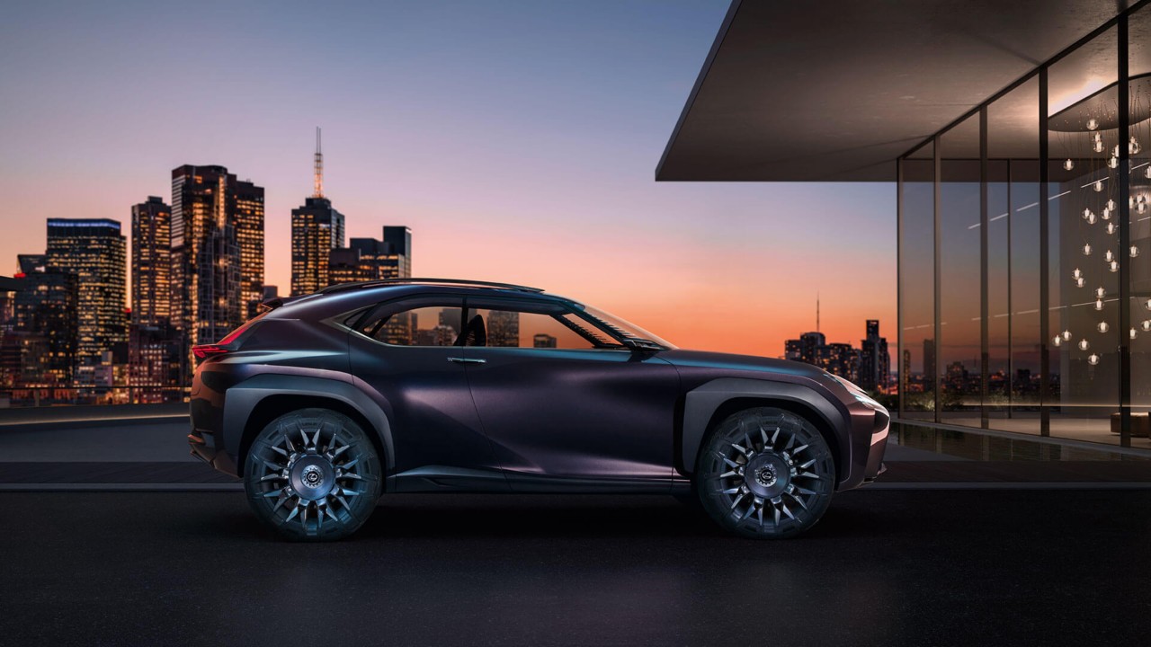 Side view of the Lexus UX Compact Crossover concept car