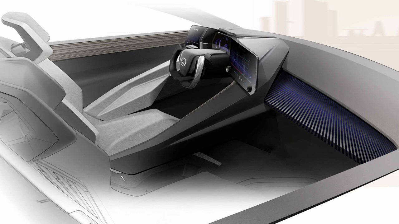 Sketch of Lexus LF-Z Electrified concept cars drivers seat interior 