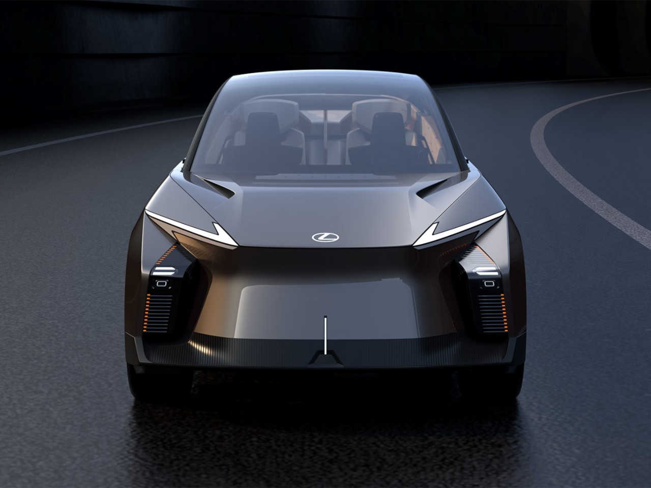 An LF-ZL Concept car driving on a road