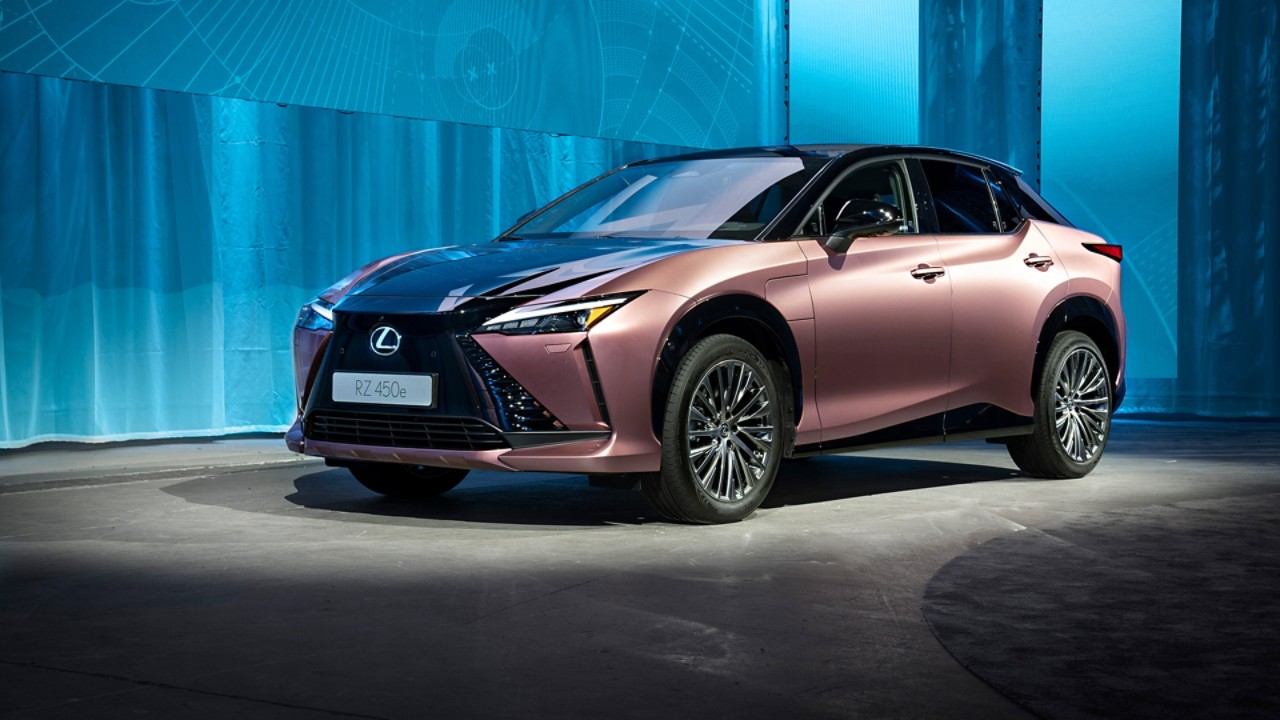 Front view of a parked Lexus RZ